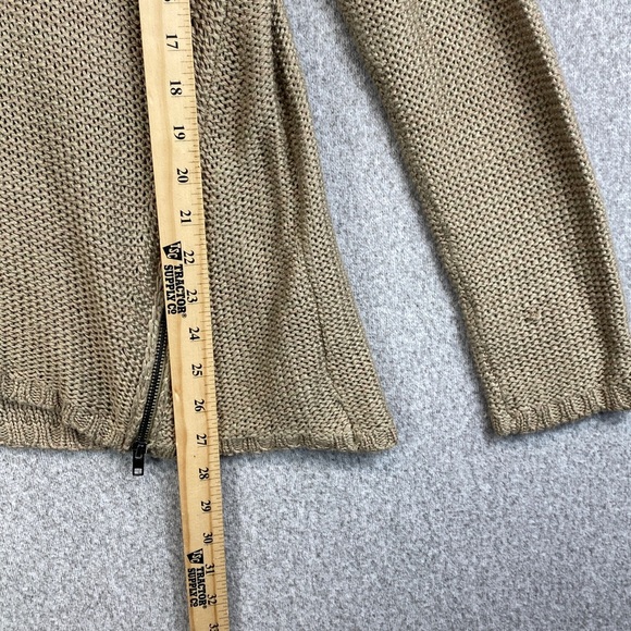 Quinn crew neck sweater M zipper accents taupe neutral minimalist edgy - Picture 5 of 8